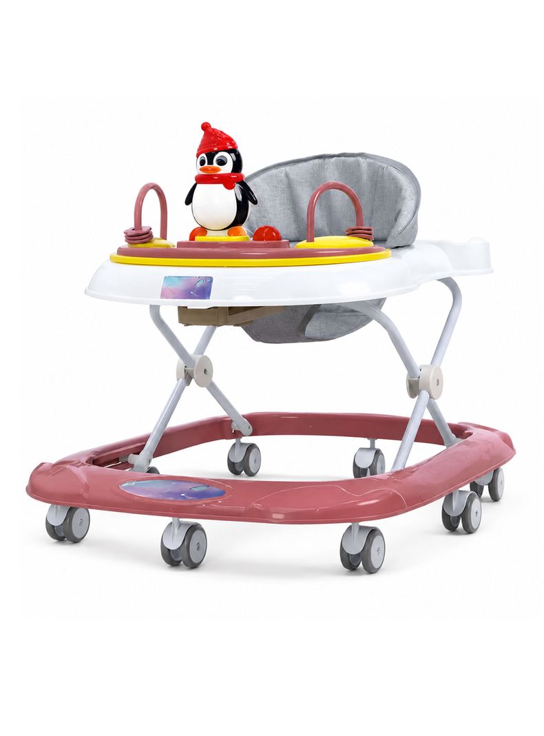 Andador para Bebé Pingüino Ruedas Silenciosas Rosado
