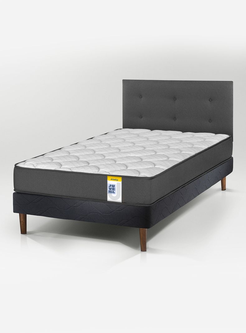 Cama Europea Juvenil 1.5 Plazas Box + Respaldo Royal