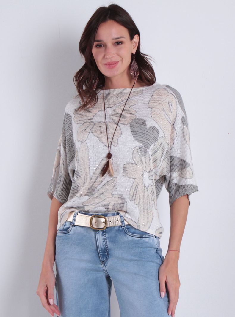 Sweater Sublimado Manga 3/4 Escote Redondo