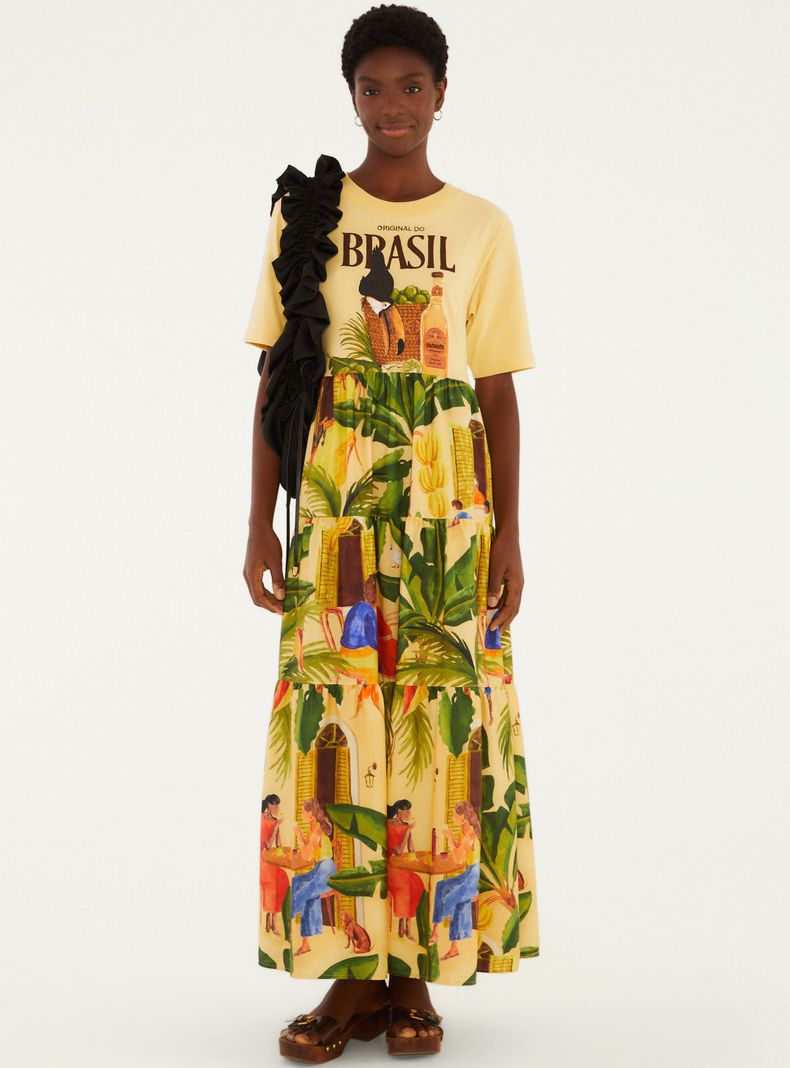 Vestido Largo Estampado Tropical Brasil