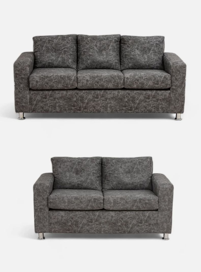 Juego Living George 32 Cuero Auris Gris