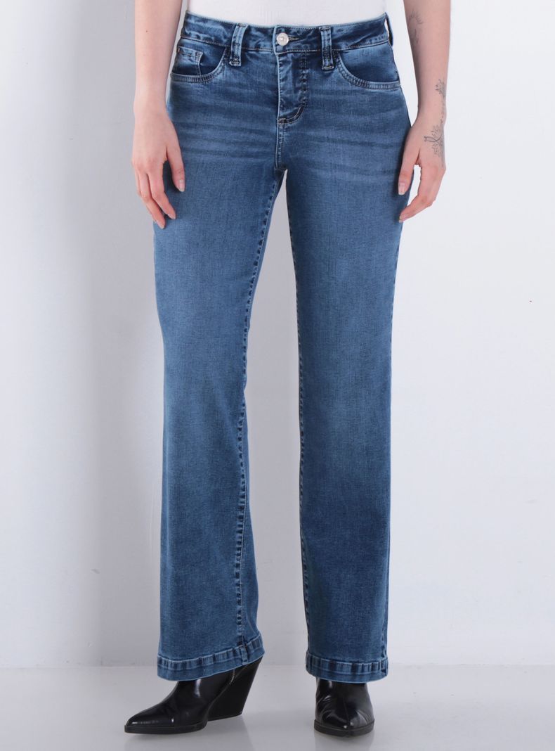 Jeans Tiro Alto Push In Push Up Pretina Pierna Recta