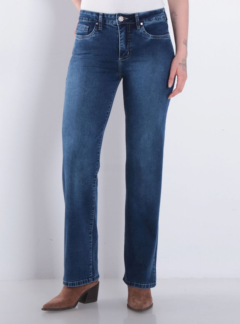 Jeans Recto Tiro Alto Básico Pretina