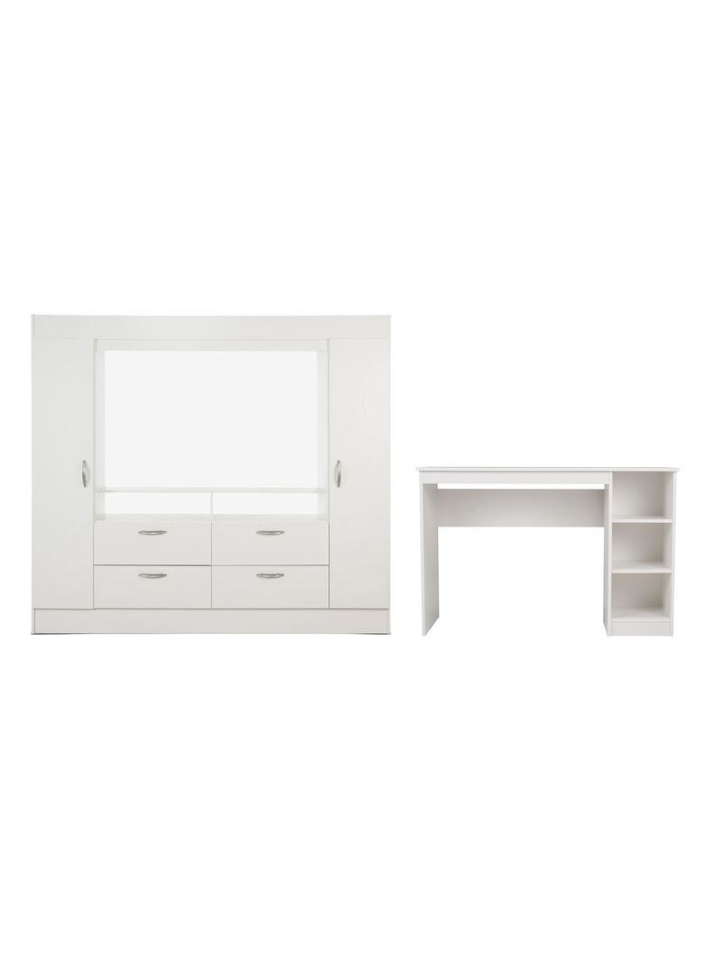 Clóset Backer + Escritorio con Repisas Blanco