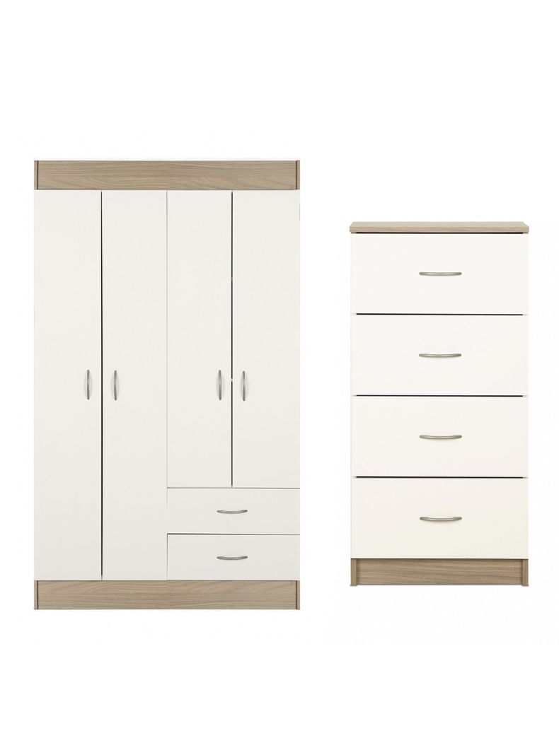 Clóset 4 Puertas 2 Cajones + Cómoda 4 Cajones Bicolor
