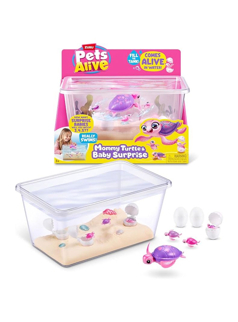 Set de Animales Mamá Tortuga Nadadora y Tortuguitas Sorpresa