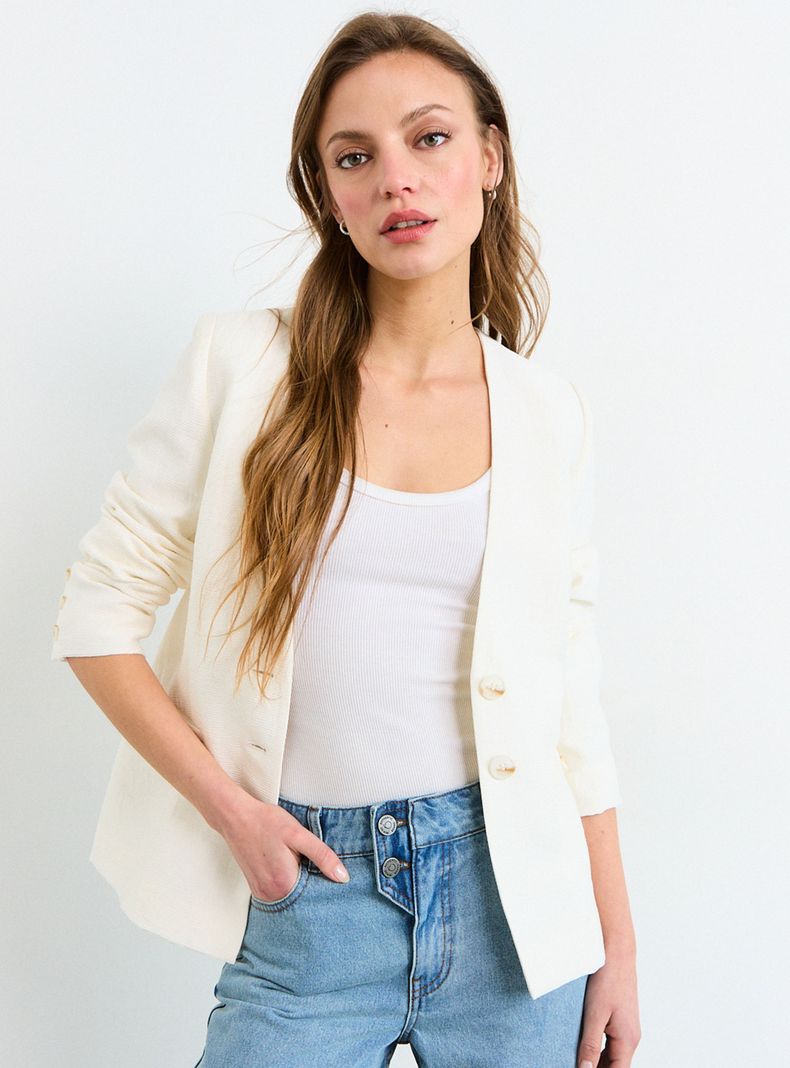 Blazer Liso Botón