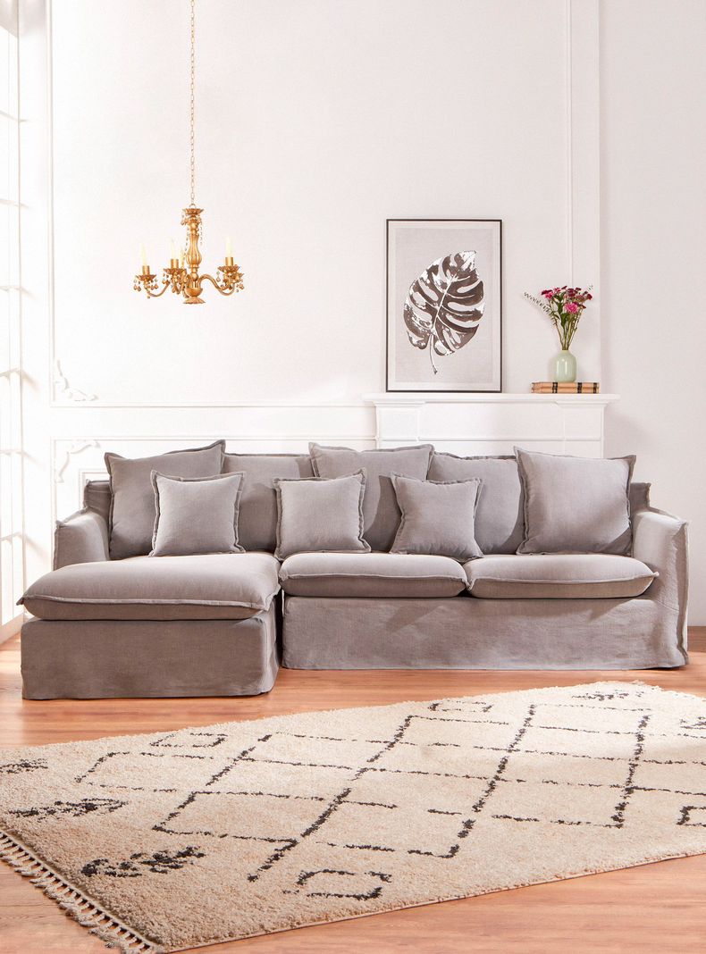 Sofa Seccional Izquierdo Santorini Lino 4 Cuerpos