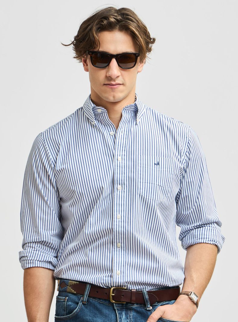 Camisa Sport Button Down Casual Manga Larga