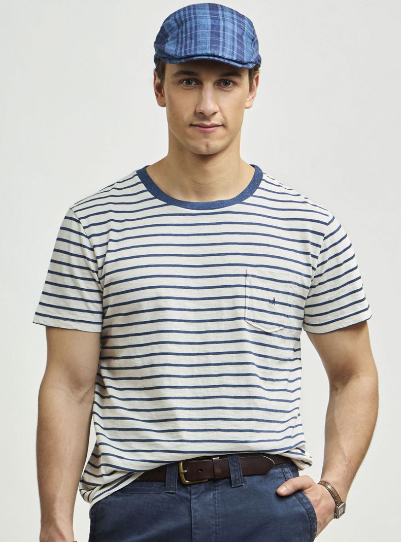 Polera Cuello Redondo Slub Rayada