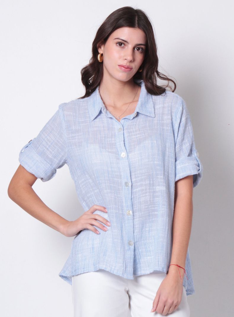 Blusa Manga 3/4 Abotonada en Delantero