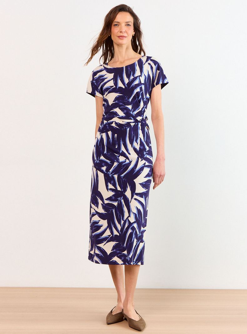 Vestido Manga Corta Estampado Maxi