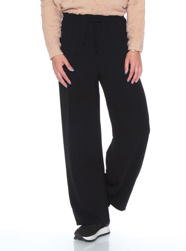 Pantalon Wide Leg Tiro Alto Pretina Elasticada Ks