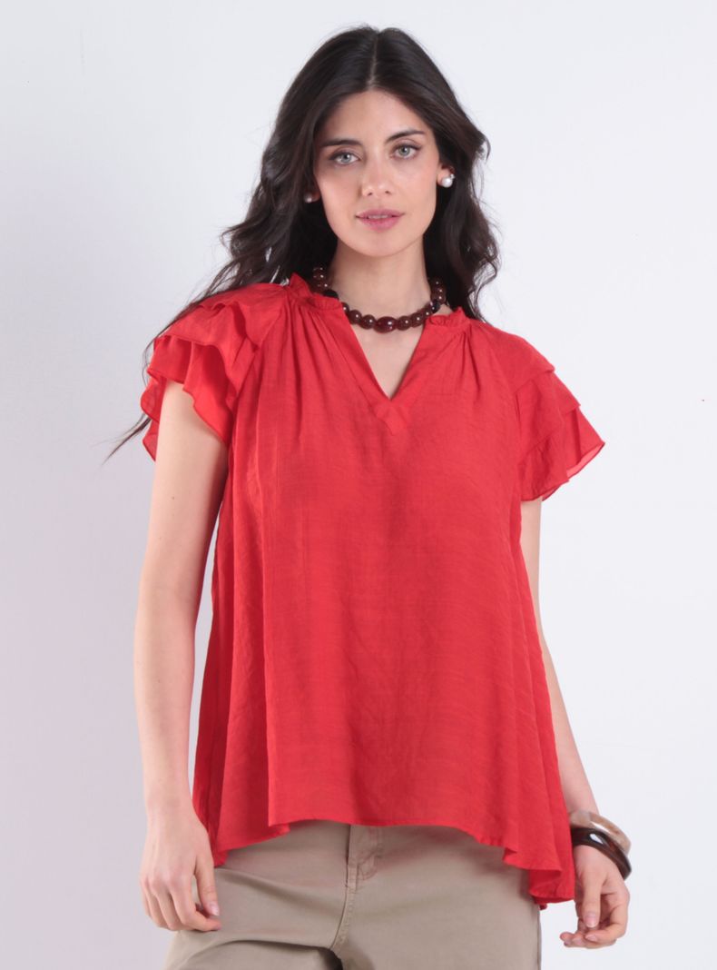 Blusa Manga Corta Escote V