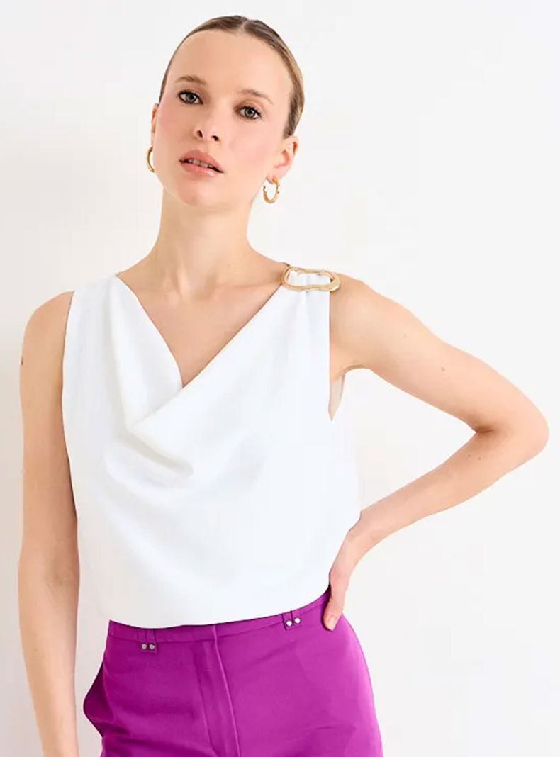 Blusa Escote Drapeado