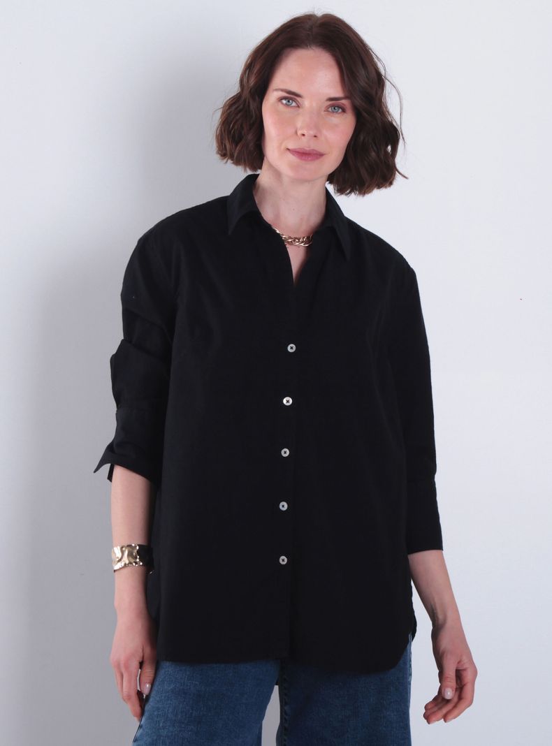 Blusa Manga 3/4 Lino Abotonada en Delantero