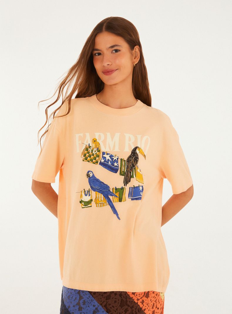 Polera Print Tendedero y Aves