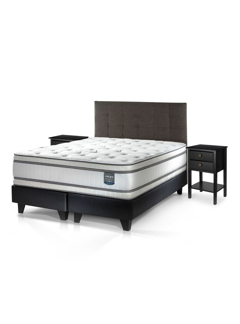 Cama Europea Majesty 2 Plazas + Respaldo Design + Velador Rover