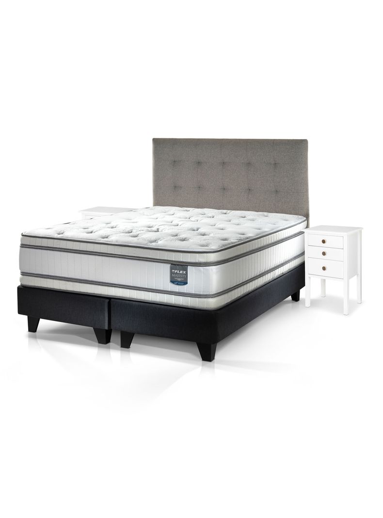 Cama Europea Majesty 2 Plazas + Respaldo + Velador Roma