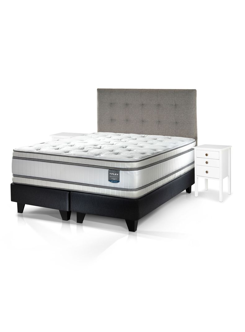 Cama Europea Majesty King + Respaldo + Velador Roma