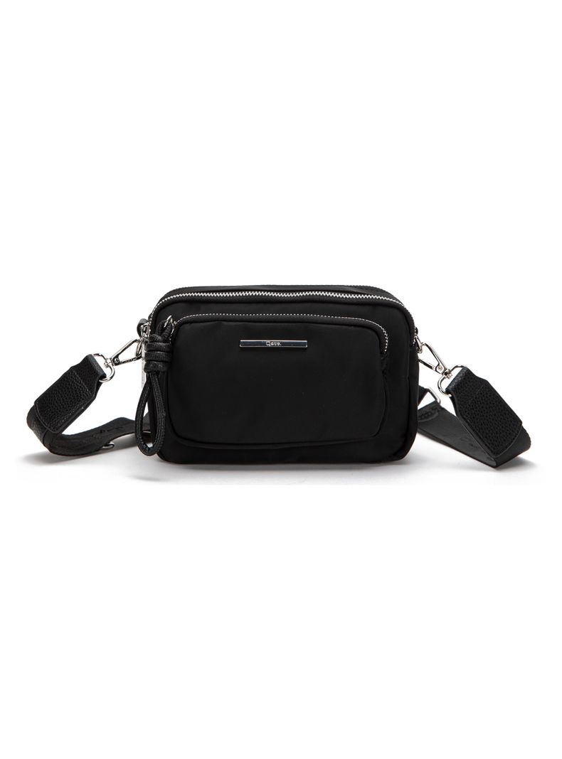 Cartera Bandolera Textil Negro Pequeña