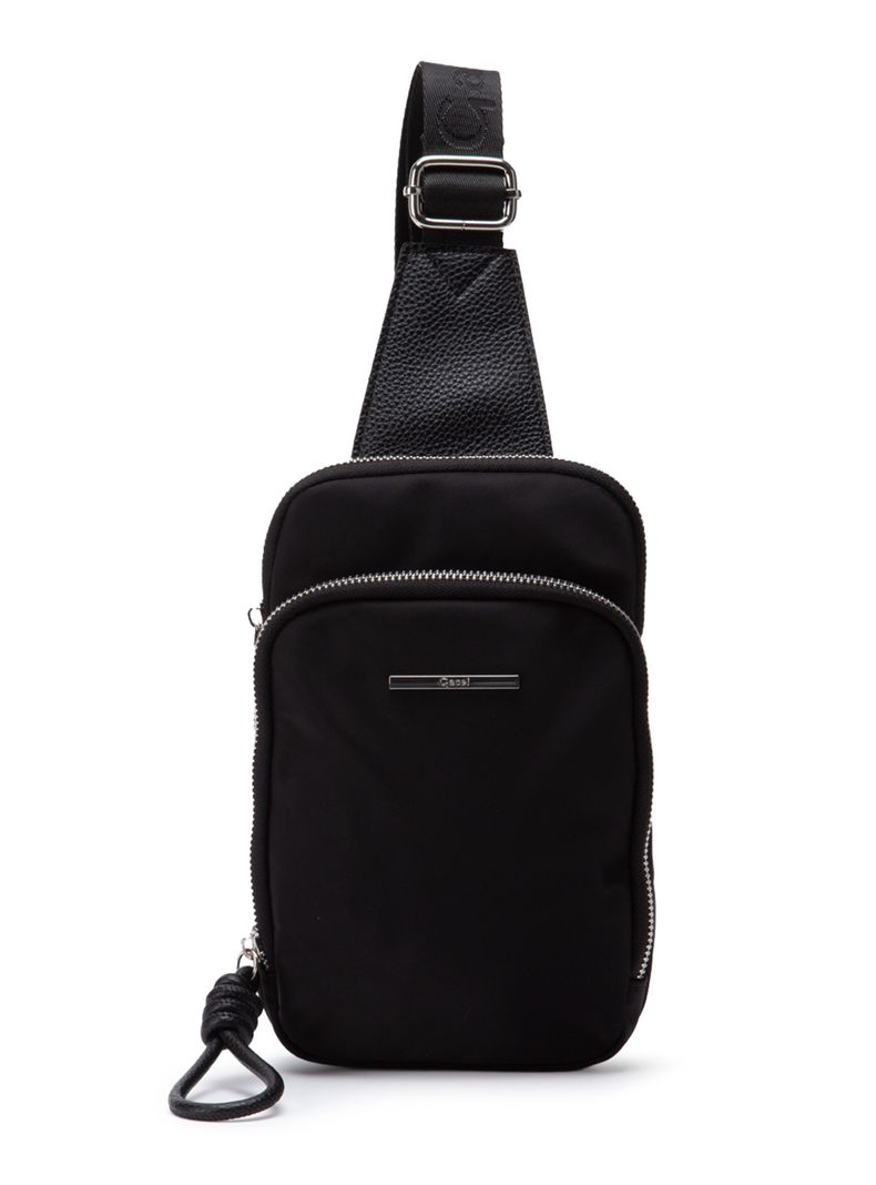 Cartera Bandolera Textil Negro Pequeña