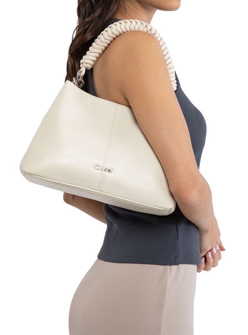 Cartera Bandolera Sintético Off White Grande
