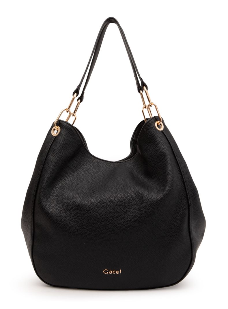 Cartera de Hombro Dos Asas Negro Grande