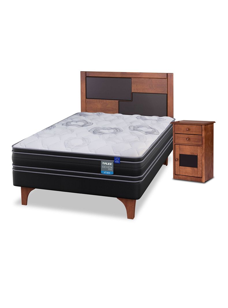 Cama Europea Seven Plus 1.5 Plazas Box + Set Colonia-0