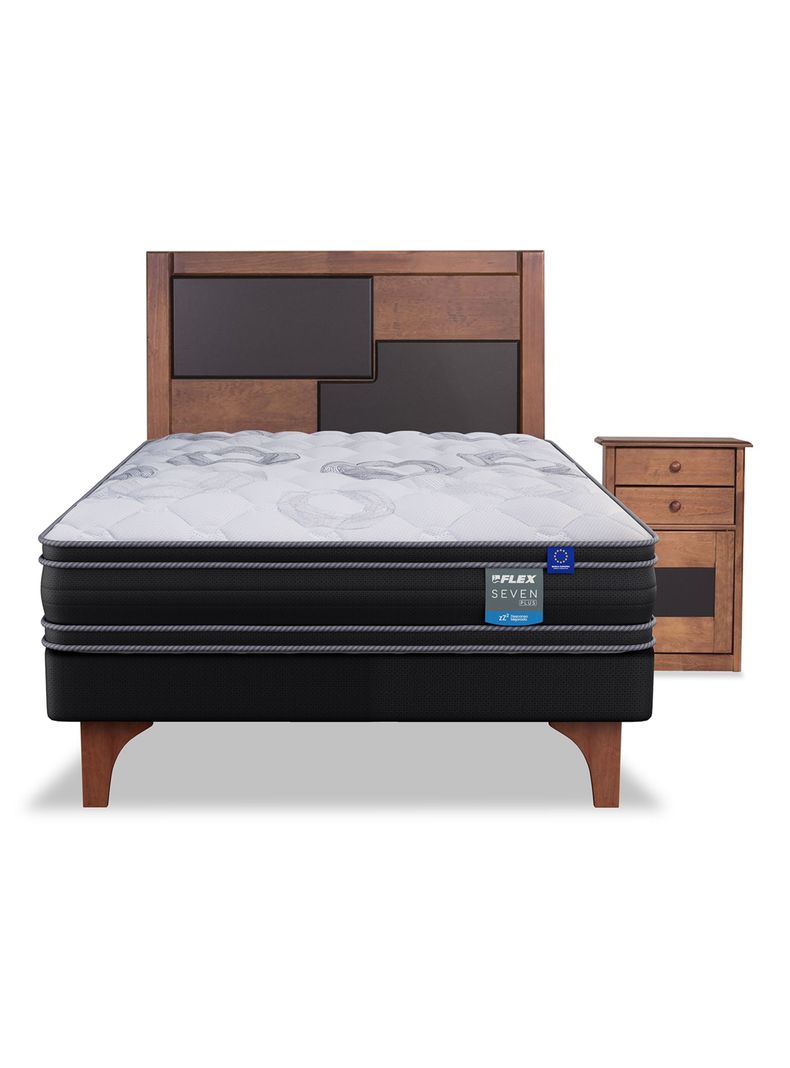 Cama Europea Seven Plus 1.5 Plazas Box + Set Colonia-2