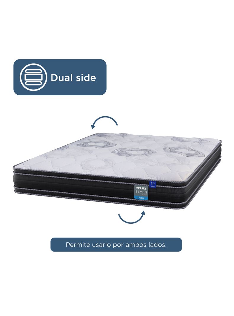 Cama Europea Seven Plus 2 Plazas Box Base Dividida + Set Muebles Asturias-3