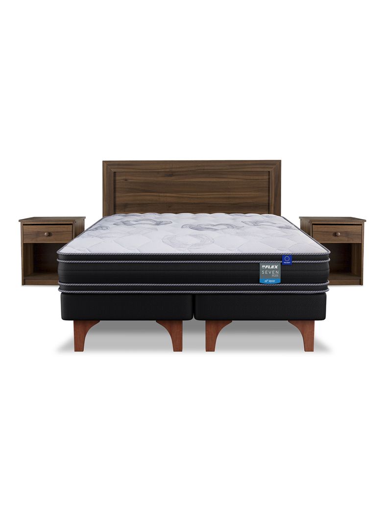 Cama Europea Seven Plus 2 Plazas Box Base Dividida + Set Muebles Asturias-2