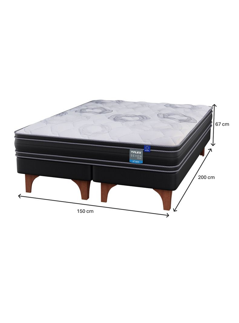 Cama Europea Seven Plus 2 Plazas Box Base Dividida + Set Muebles Asturias-1