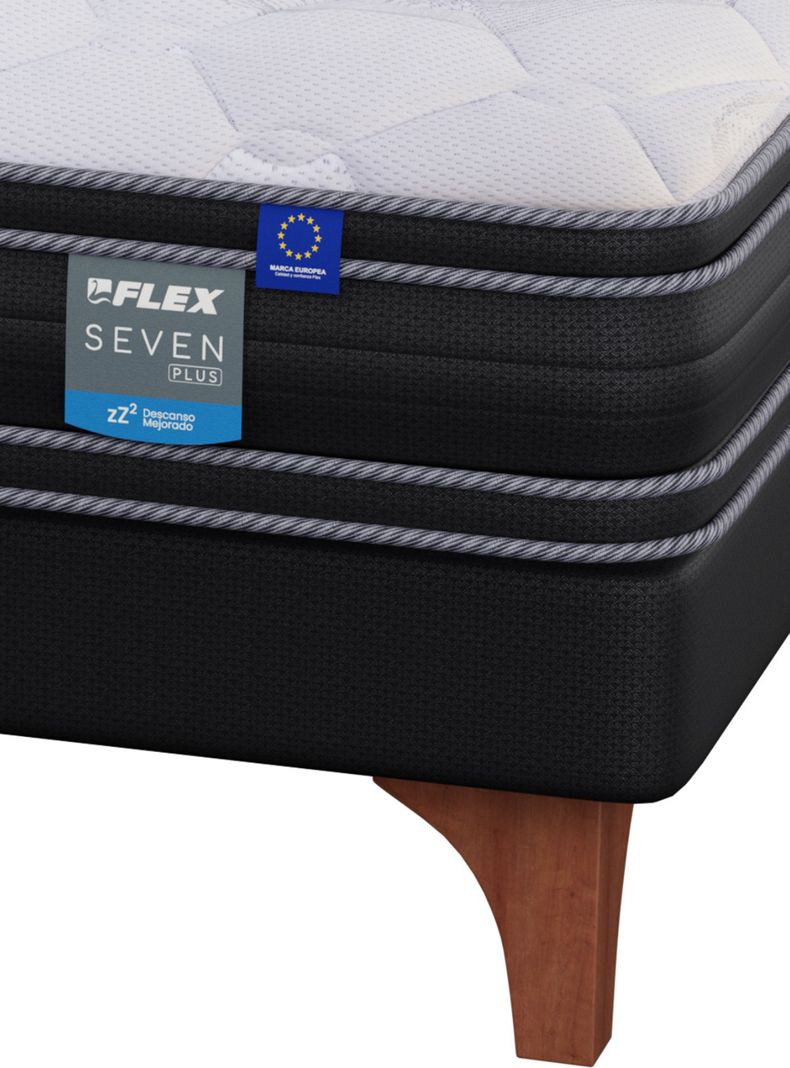 Cama Europea Seven Plus 2 Plazas Box Base Dividida + Set Muebles Lorraine-4