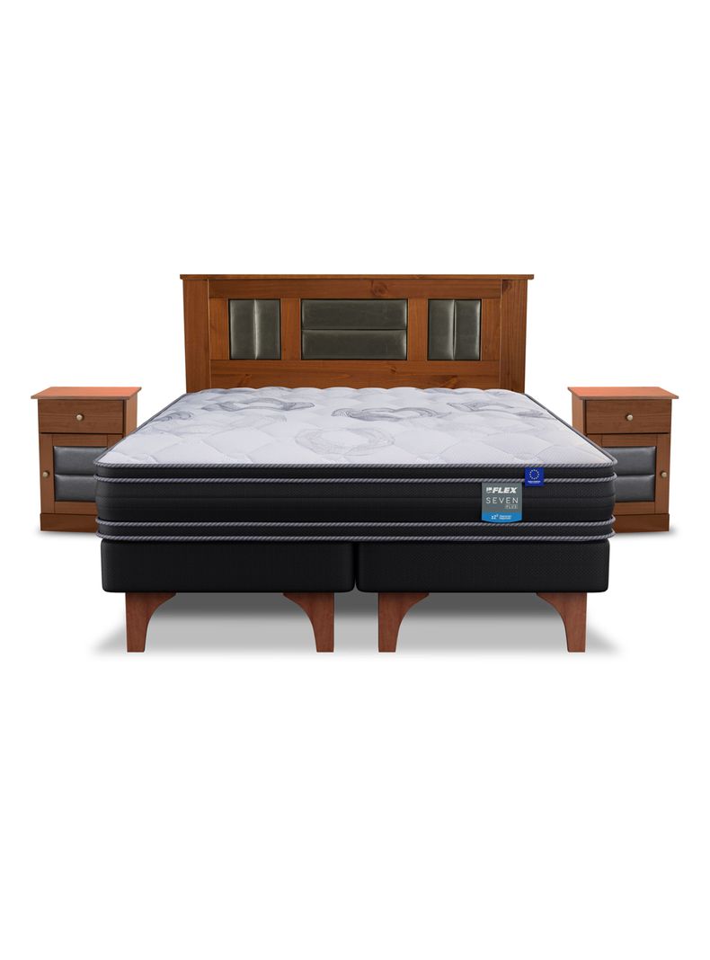 Cama Europea Seven Plus 2 Plazas Box Base Dividida + Set Muebles Lorraine-2