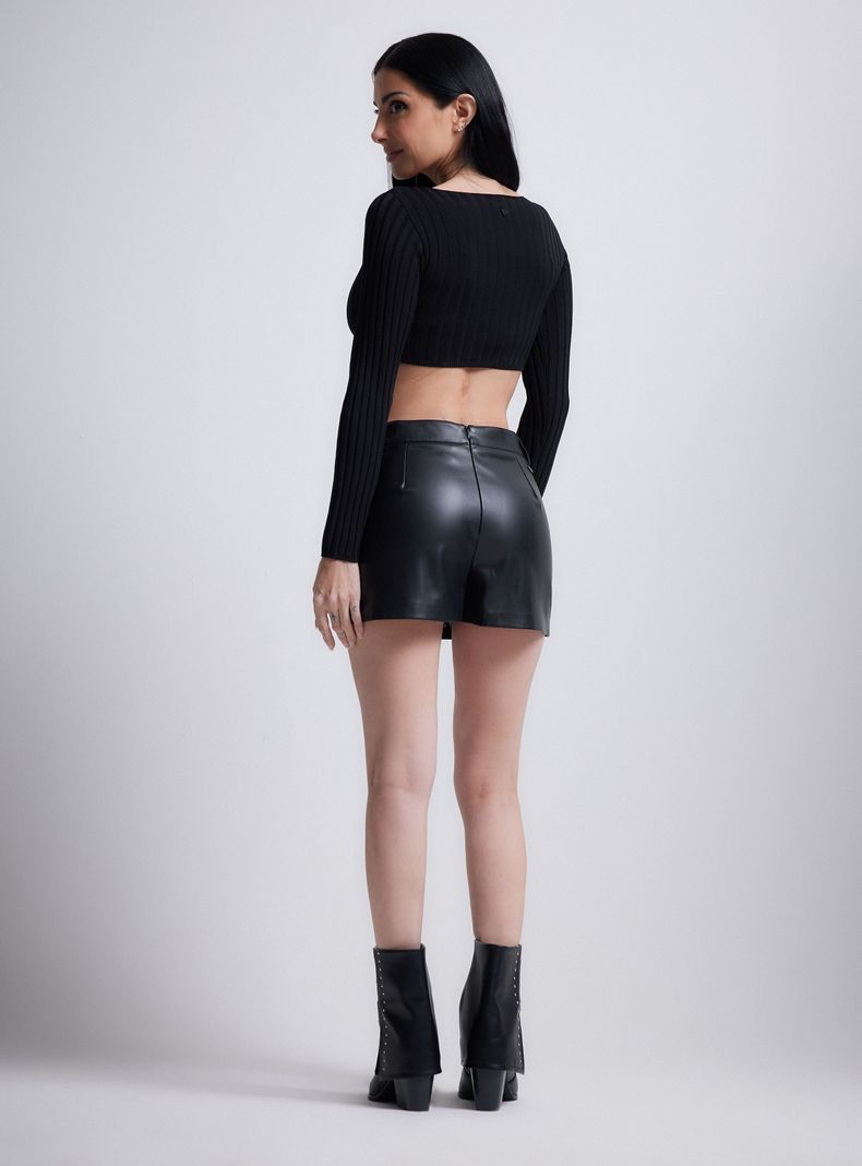 Polera Tejida Crop Borde en Punta-5