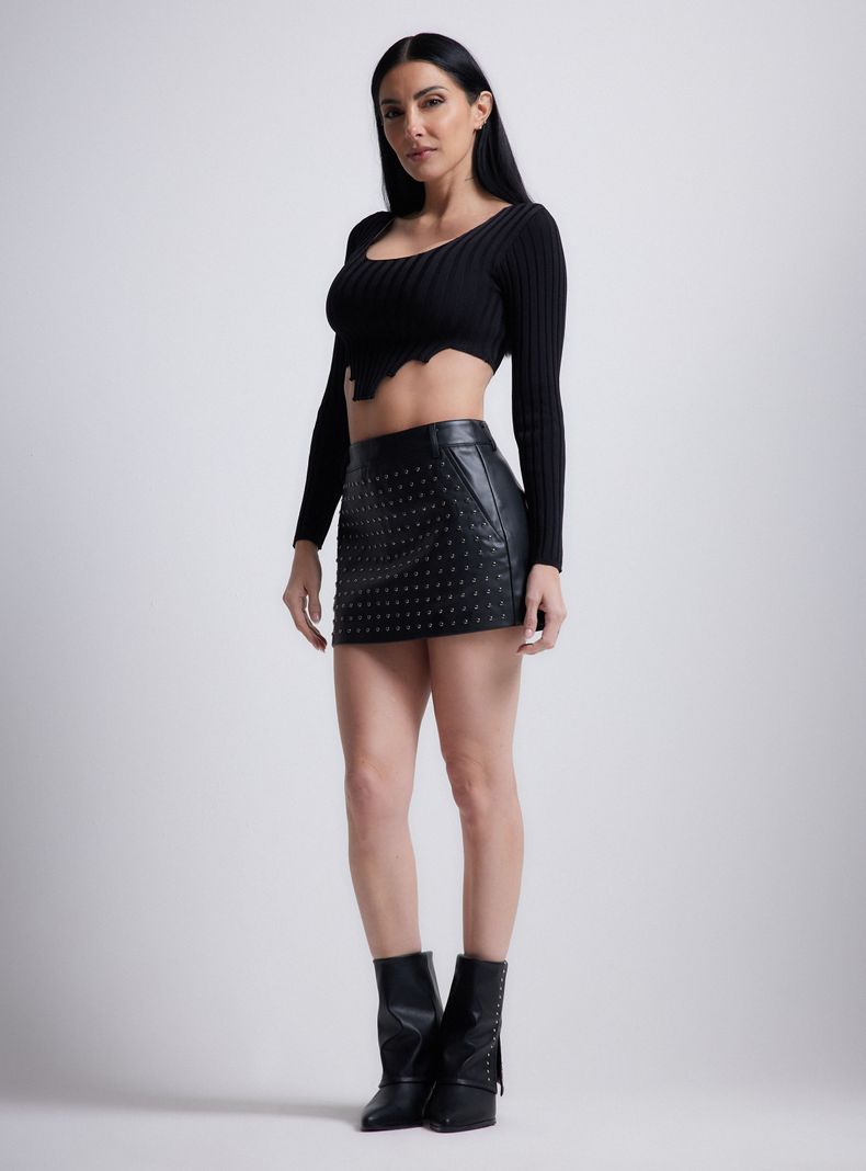 Polera Tejida Crop Borde en Punta-4