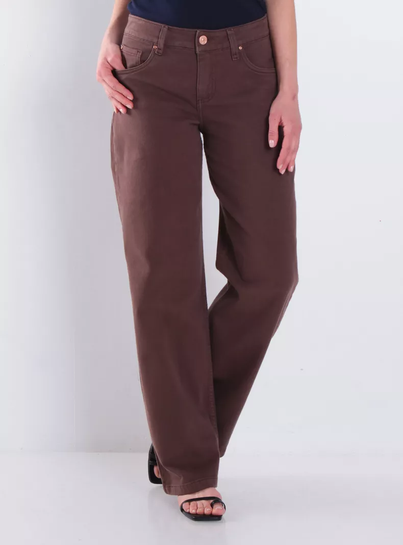 Jeans Wide Leg Charlie Tiro Alto Pretina Básica 1 Botón