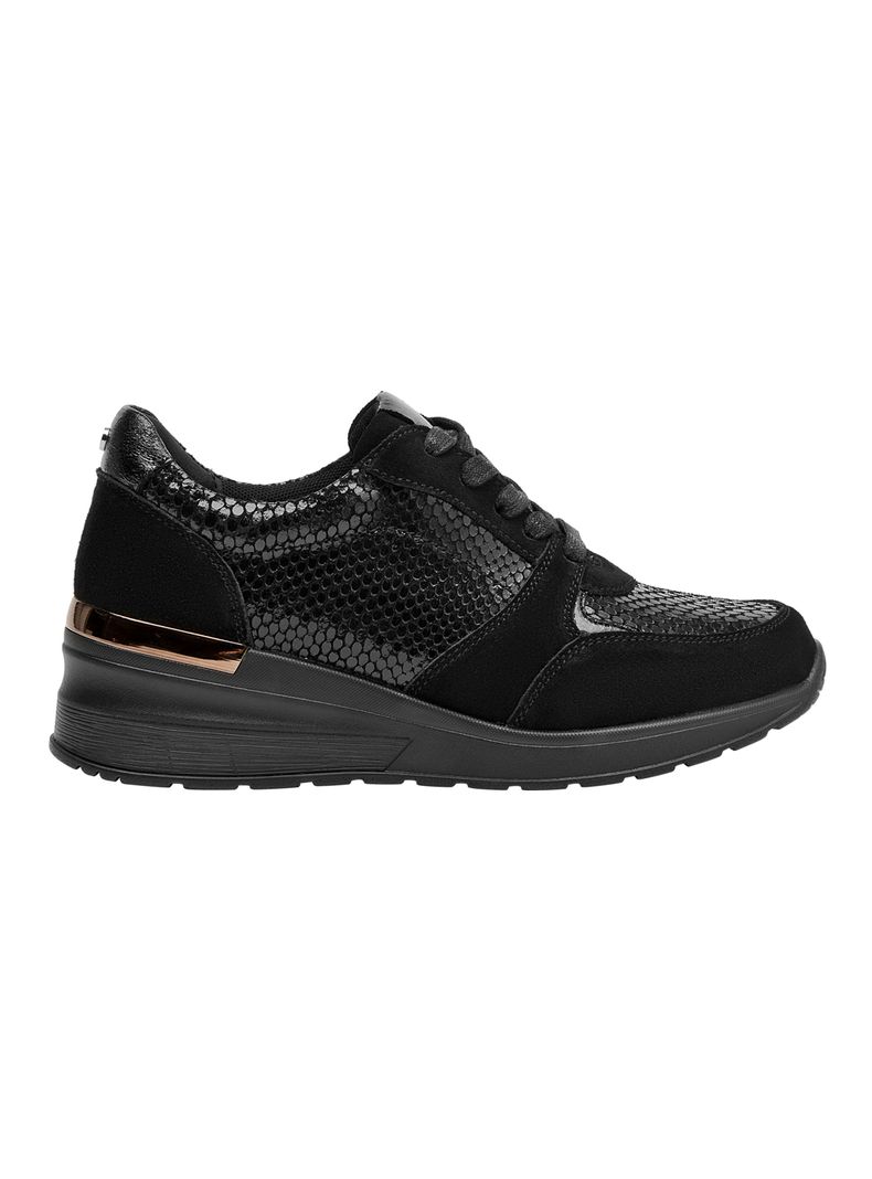 Zapatilla Urbana Cuero Negra Mujer