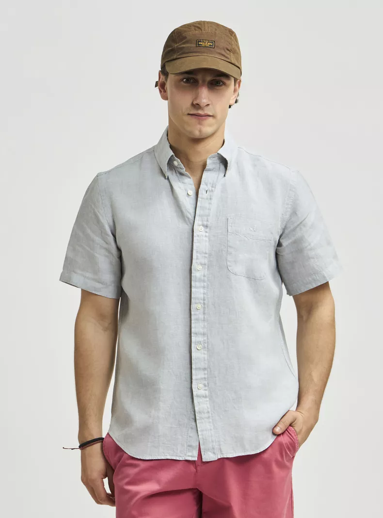 Camisa Sport Lisa Manga Corta Button Down Weekend Lino