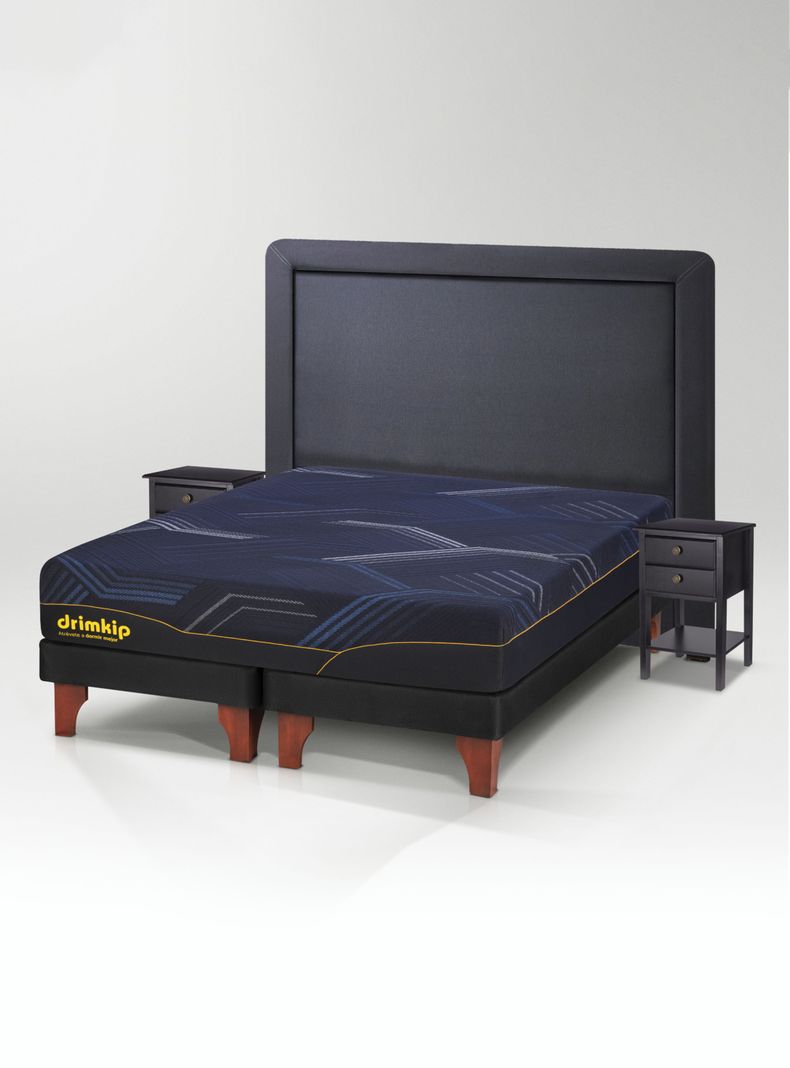 Cama Europea Híbrido Ultra King + Respaldo + Velador Rover