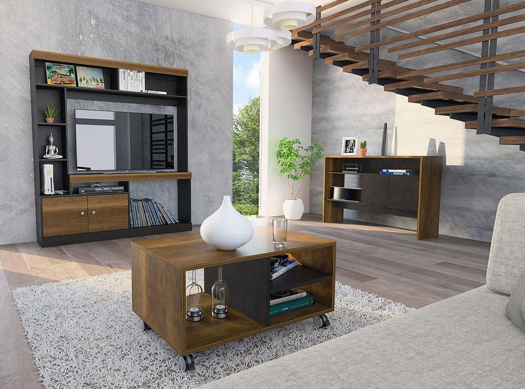 Estante 55'' + Arrimo + Mesa de Centro Classic-1
