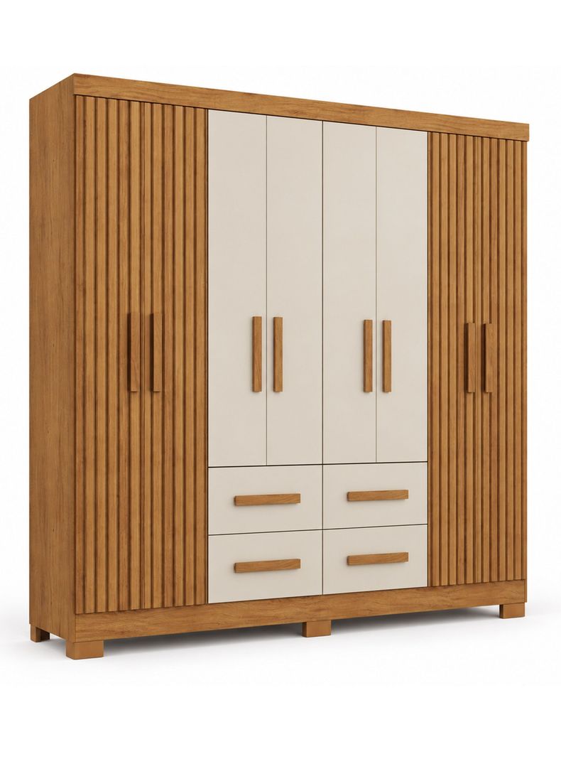 Clóset 8 Puertas 4 Cajones 182x182x40 cm Nogal 3D Itapema