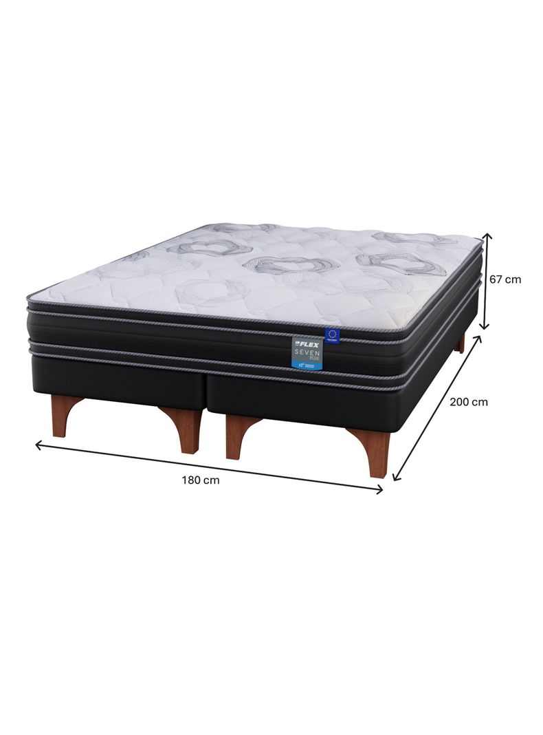 Cama Europea Seven Plus King + Respaldo Royal Negro-1