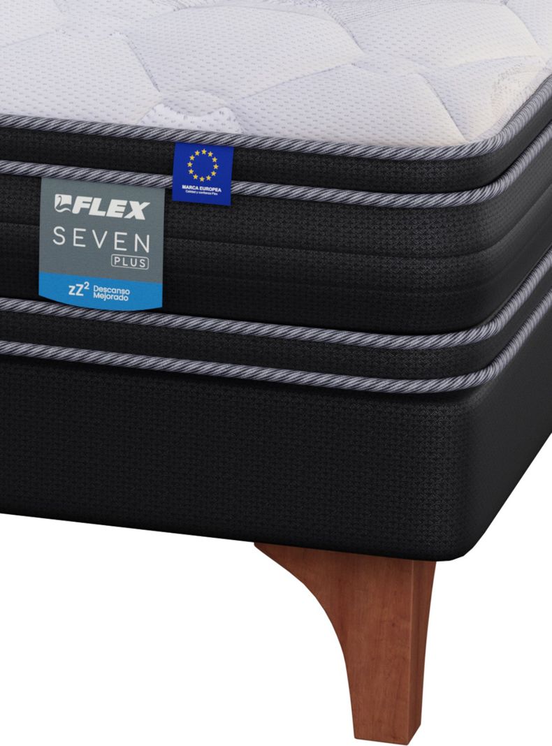 Cama Europea Seven Plus King + Respaldo Royal Negro-4