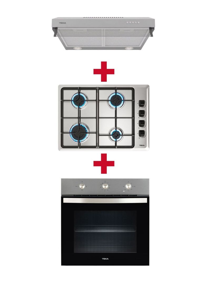 Kit Empotrable Horno Electrico HBB4460SS + Encimera Gas HLX540KBB0C + Campana CX 62120 KOS Inox