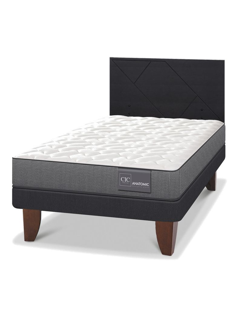 Cama Europea Anatomic 1.5 Plazas + Respaldo Villarrica Negro-0