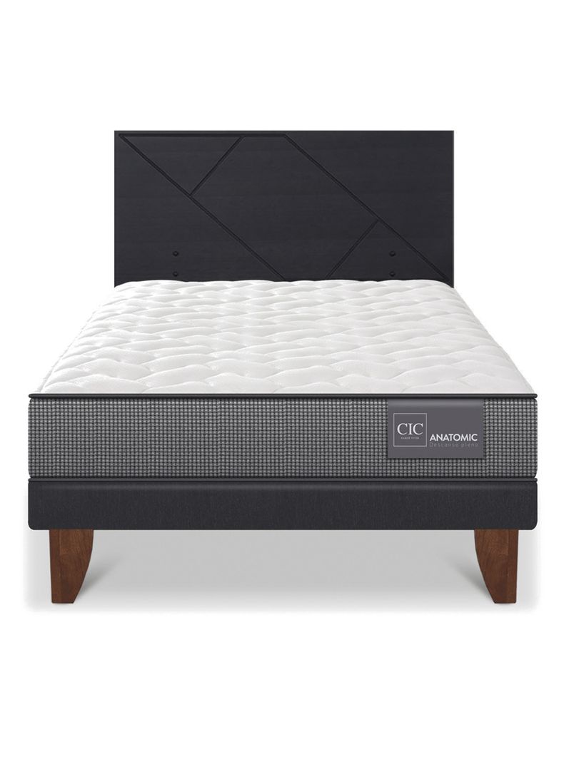 Cama Europea Anatomic 1.5 Plazas + Respaldo Villarrica Negro-2