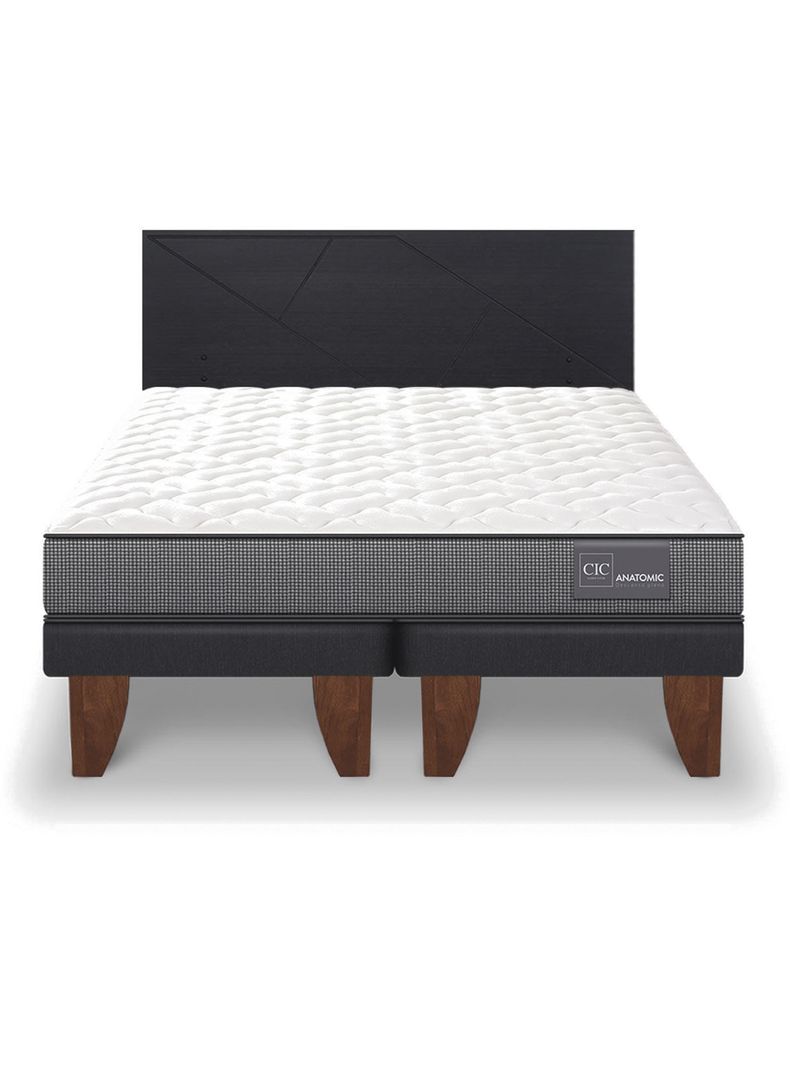 Cama Europea Anatomic King + Respaldo Villarrica Negro-2