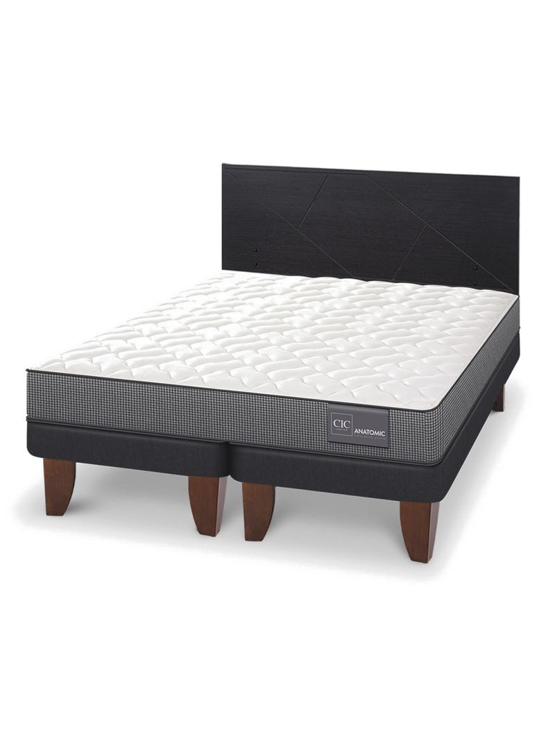 Cama Europea Anatomic King + Respaldo Villarrica Negro-0